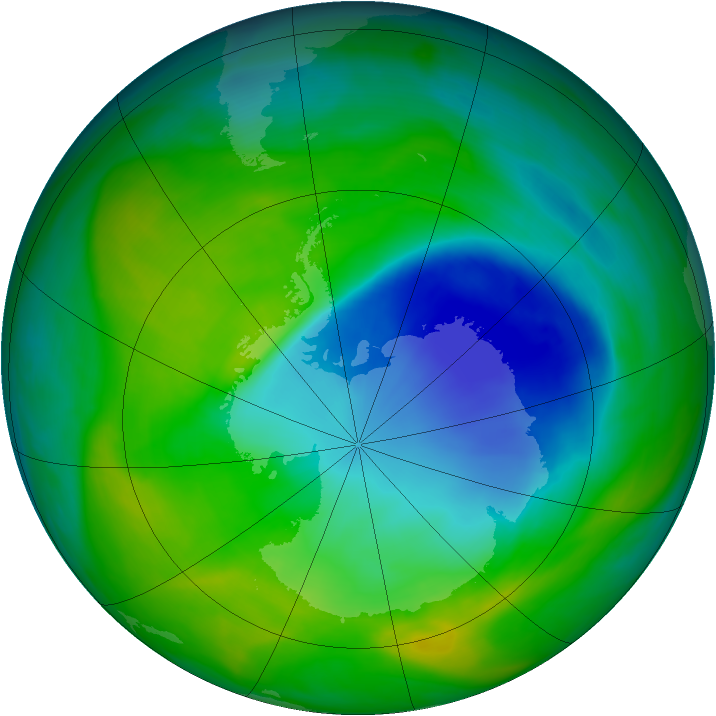 Antarctic ozone map for 28 November 2007